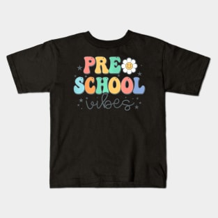 Preschool Vibes Retro Groovy First Day Of School Kids T-Shirt